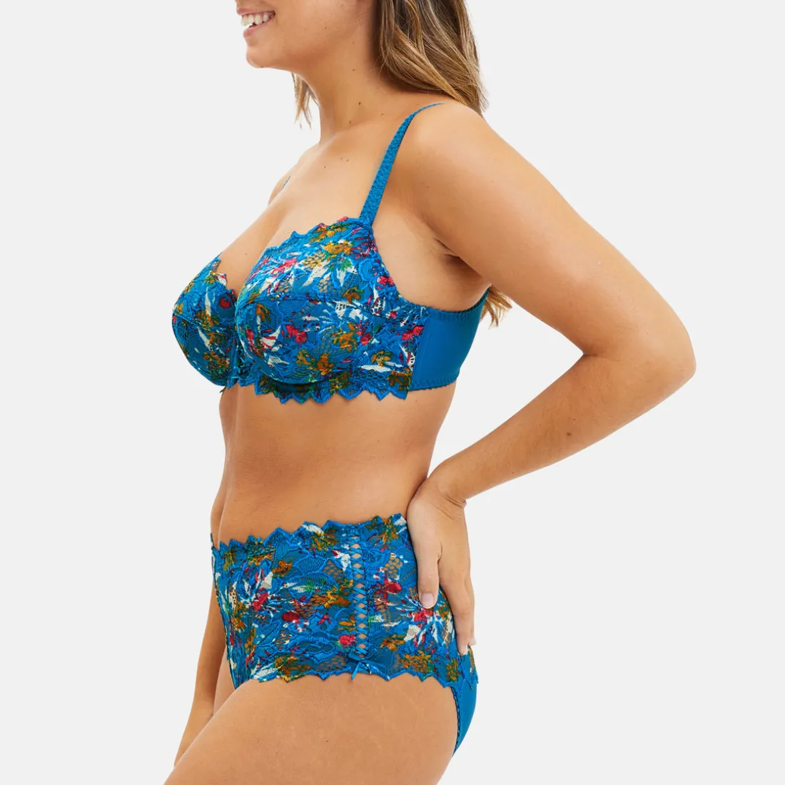 Soutien-gorge emboitant avec armatures en dentelle bleu