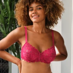 Soutien-gorge emboitant avec armatures en dentelle sorbet Cerise