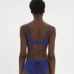 Soutien-gorge emboitant décolleté plongeant bleu