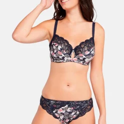 Soutien-gorge emboitant microfibre imprimee avec armatures bleu - Ariane Fantaisy