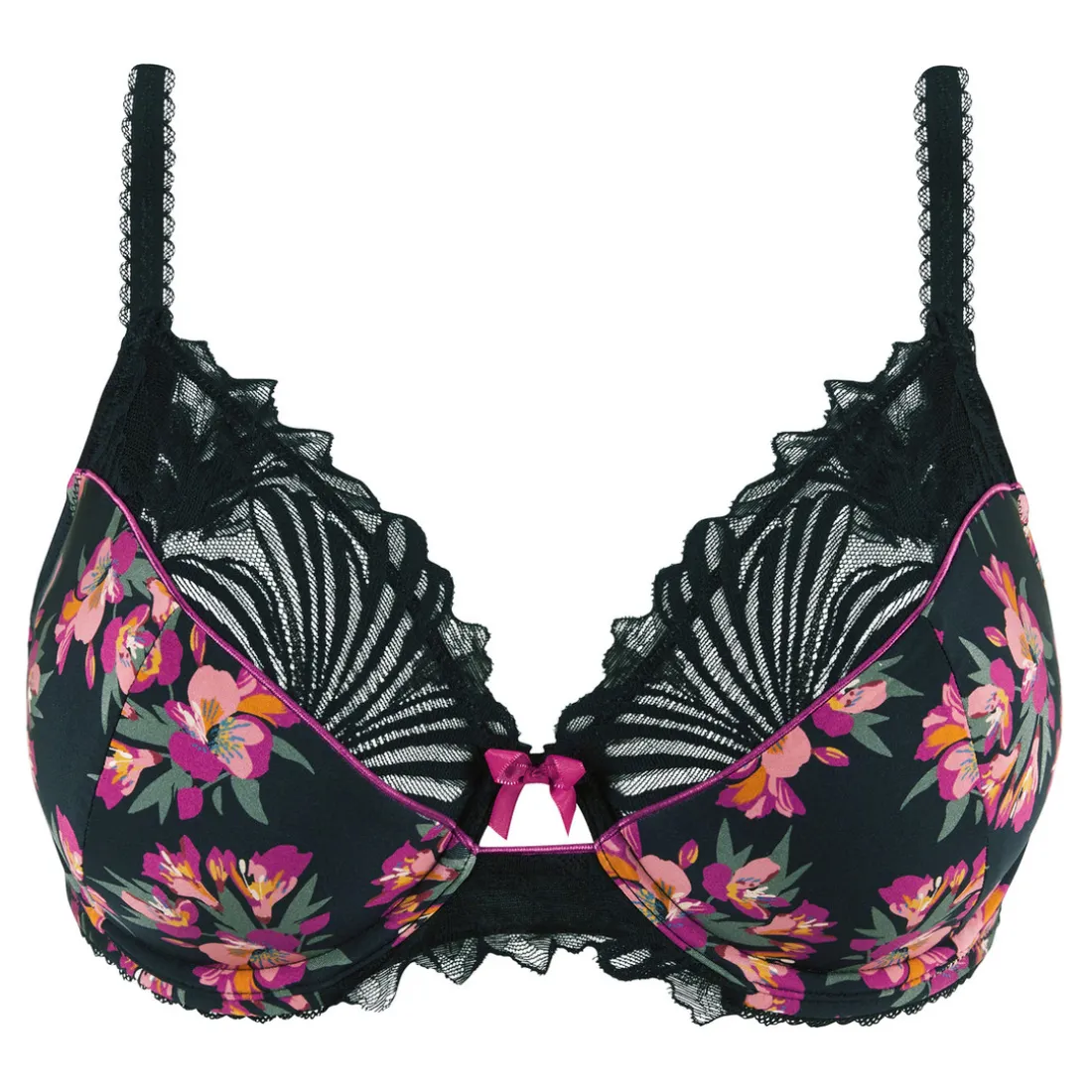Soutien-gorge emboîtant Oriane Bouquets Noir & Rose