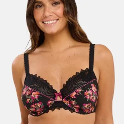 Soutien-gorge emboîtant Oriane Bouquets Noir & Rose
