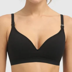 Soutien-gorge maternité et allaitement sans armatures noir - Green by Dim en coton