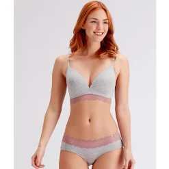 Soutien-gorge moulé sans armatures gris en coton