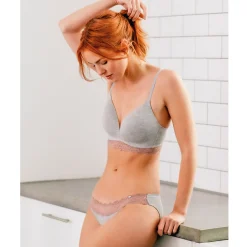 Soutien-gorge moulé sans armatures gris en coton