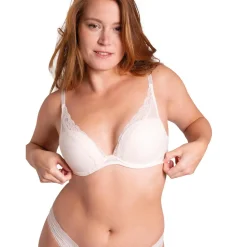 Soutien-gorge plongeant à armatures - Beige