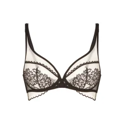 Soutien-gorge plongeant à bonnets couvrants - Noir