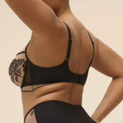 Soutien-gorge plongeant à bonnets couvrants - Noir