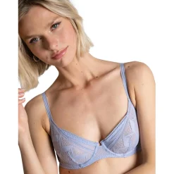 Soutien-gorge plongeant à coques fines - Bleu