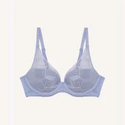 Soutien-gorge plongeant à coques fines - Bleu
