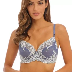 Soutien-gorge plongeant armatures à Dentelle Florale Stretch - Bleu - Wacoal Lingerie