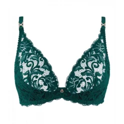 Soutien-gorge plongeant armatures - Vert en dentelle