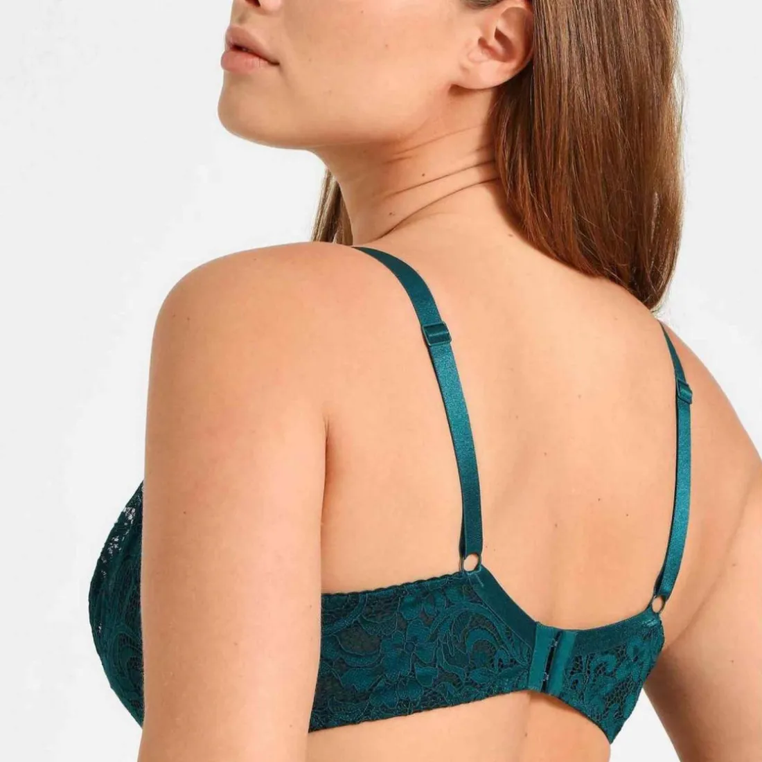 Soutien-gorge plongeant armatures - Vert en dentelle