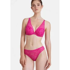 Soutien-gorge plongeant armatures en dentelle Rose