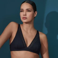 Soutien-gorge plongeant armatures - Noir en coton