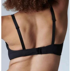 Soutien-gorge plongeant armatures - Noir en coton