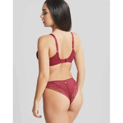 Soutien-gorge Plongeant Armatures à Dentelle Fine - Cleo by Panache Rouge