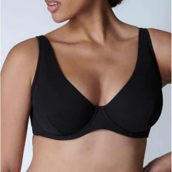 Soutien-gorge plongeant armatures - Noir en coton modal