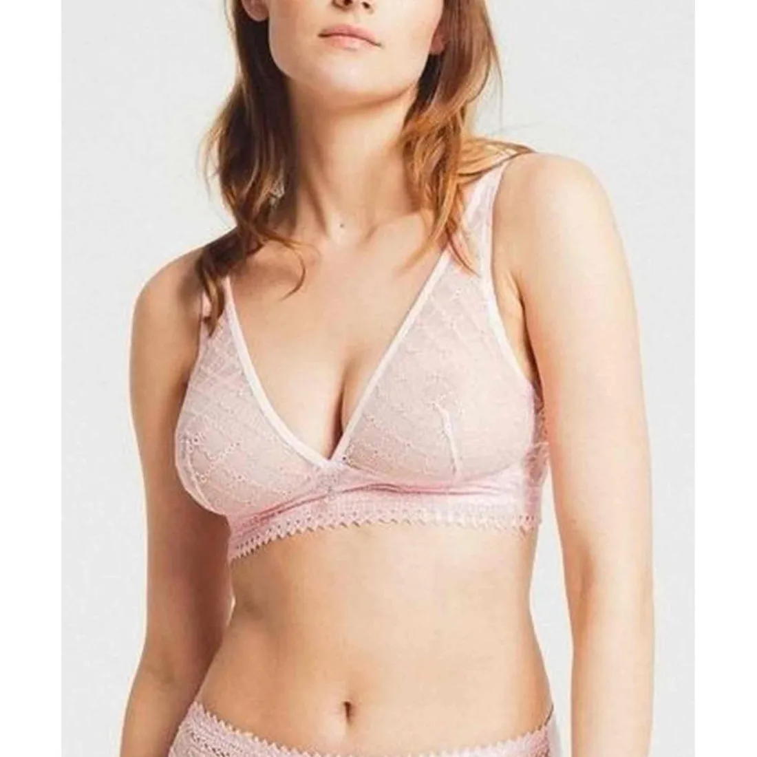 Soutien-gorge Plongeant Sans Armatures dentelle - Rose Louisa Bracq
