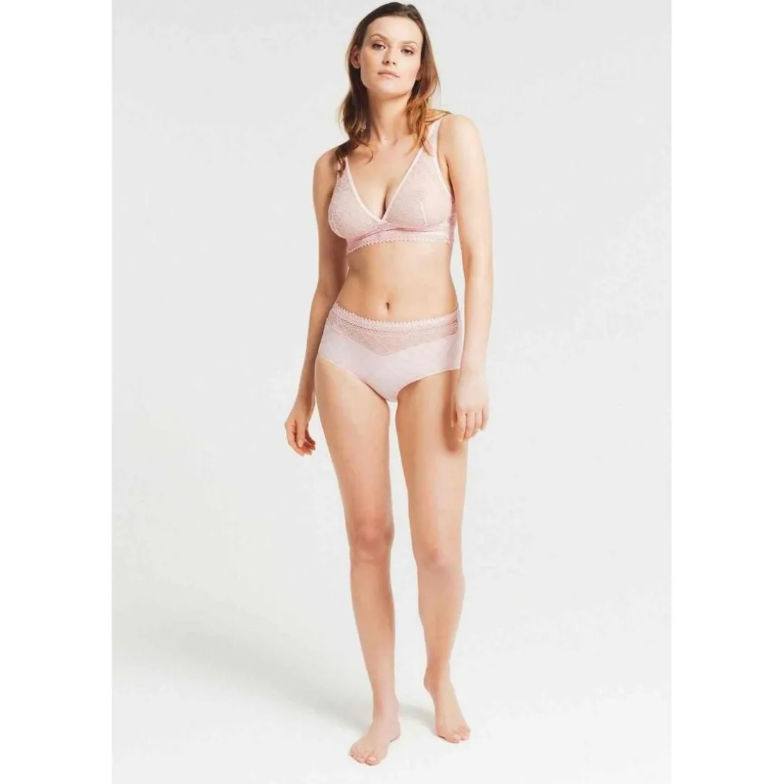Soutien-gorge Plongeant Sans Armatures dentelle - Rose Louisa Bracq