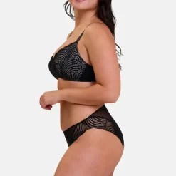 Soutien-gorge post-opératoire sans armatures en coton biologique noir