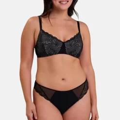 Soutien-gorge post-opératoire sans armatures en coton biologique noir