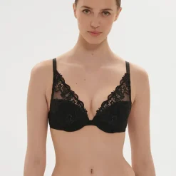Soutien-gorge push-up décolleté plongeant Noir