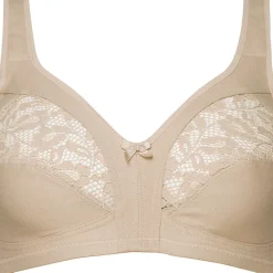 Soutien-Gorge Sans armatures - cotton/lace beige en coton