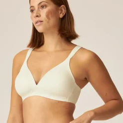 Soutien-gorge sans armatures avec coque et ruban brillant écru