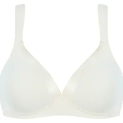 Soutien-gorge sans armatures avec coque et ruban brillant écru