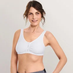 Soutien-gorge sans armatures ouvert devant Blanc AMEONA en coton