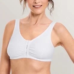 Soutien-gorge sans armatures ouvert devant Blanc AMEONA en coton