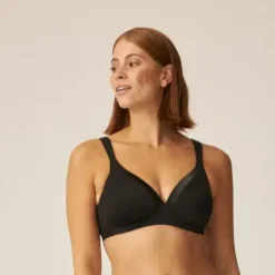 Soutien-gorge sans armature Noir avec bonnet et ruban brillant
