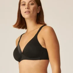 Soutien-gorge sans armature Noir avec bonnet et ruban brillant