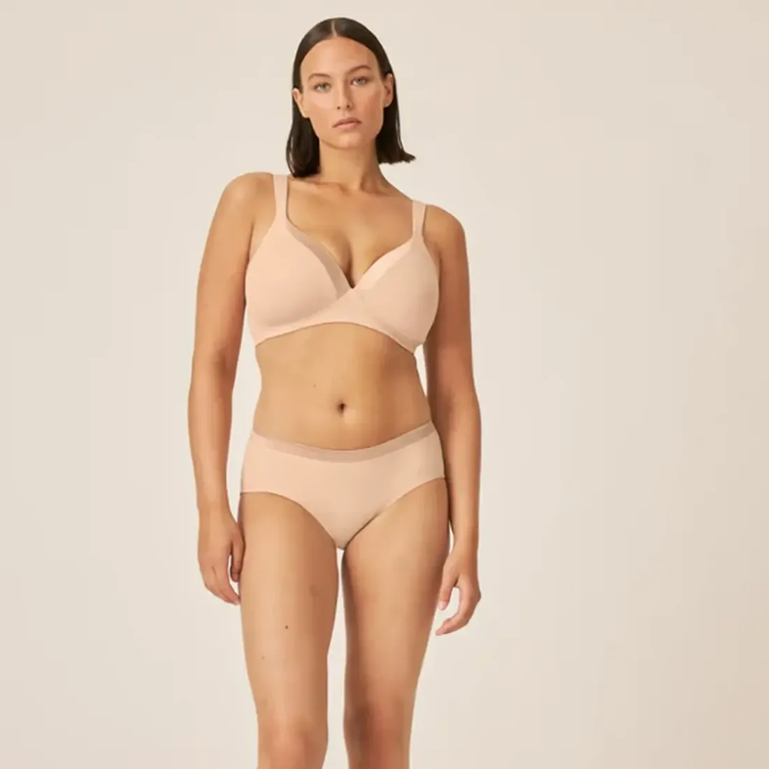 Soutien-gorge sans armatures avec bande scintillante argile