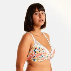 Soutien-gorge sans armatures coque souple blanc/orange Elena