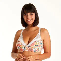 Soutien-gorge sans armatures coque souple blanc/orange Elena