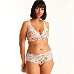 Soutien-gorge sans armatures coque souple blanc/orange Elena