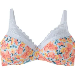 Soutien-gorge sans armatures coque souple blanc/orange Elena