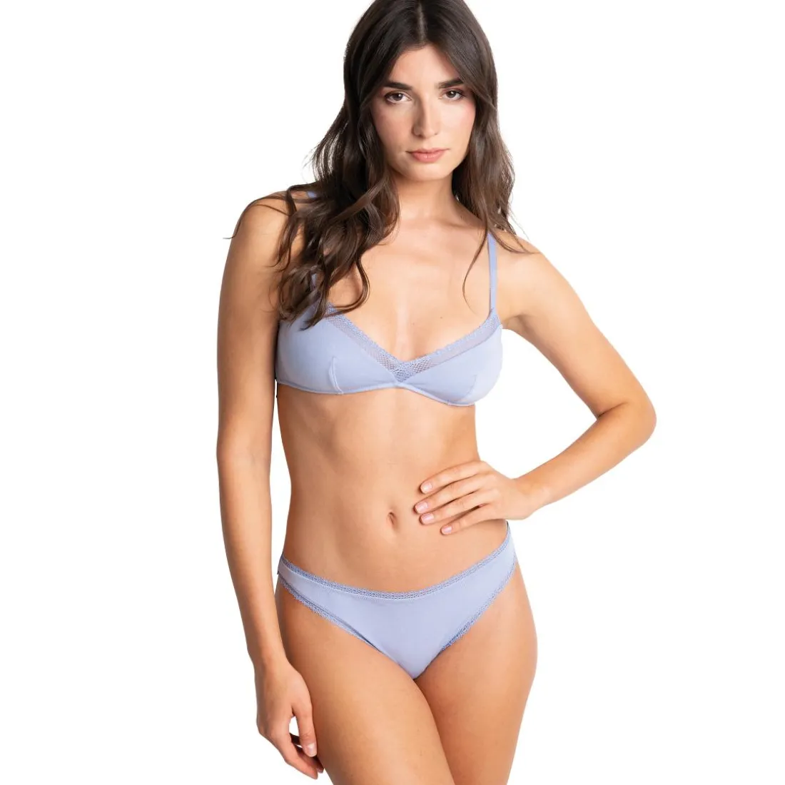 Soutien-gorge triangle sans armatures en coton - Bleu