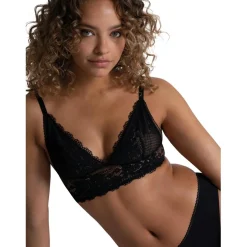 Soutien-gorge triangle sans armatures en dentelle - Noir