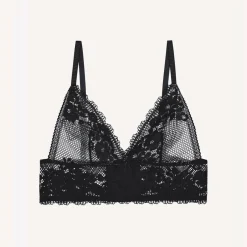 Soutien-gorge triangle sans armatures en dentelle - Noir