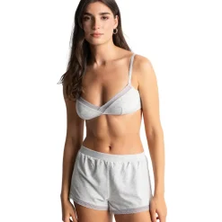 Soutien-gorge triangle sans armatures en coton - Gris