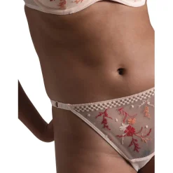 Suzy - String brodé blanc