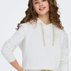 Sweat à capuche Noli - Blanc cassé/ Coeur doré en coton Opal
