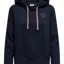 Sweat à capuche Noli - Bleu Minuit/ Coeur rose gold en coton Maia
