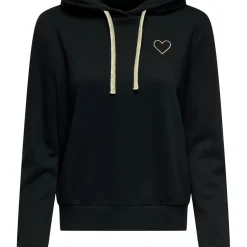 Sweat à capuche Noli - Noir/ Coeur doré en coton Mina