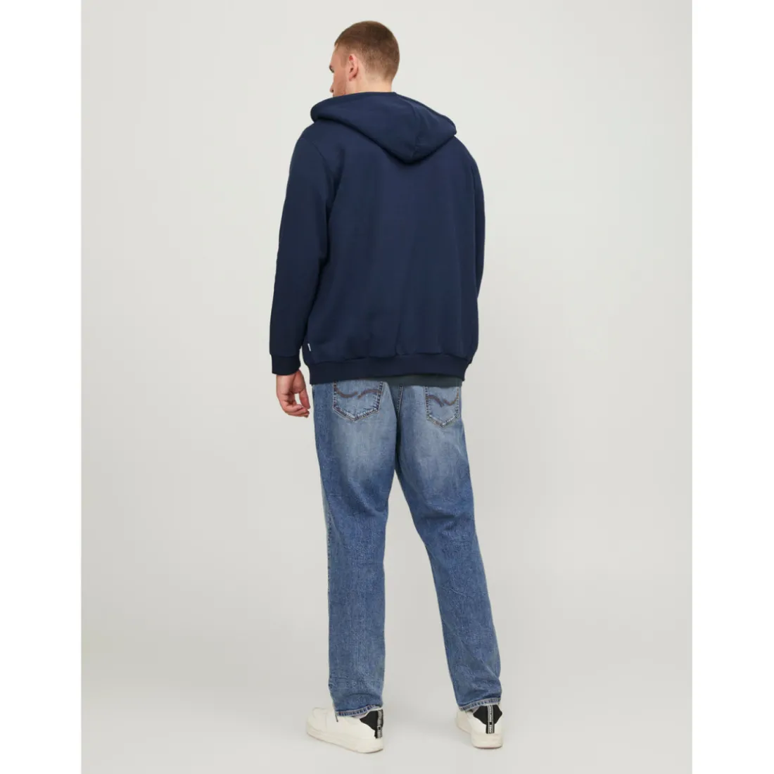 Sweat à capuche zippé Relaxed Fit Manches longues Bleu Marine Zeke
