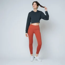 Sweat capuche crop top Coton Femme bleu