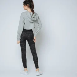 Sweat capuche crop top Coton Femme gris